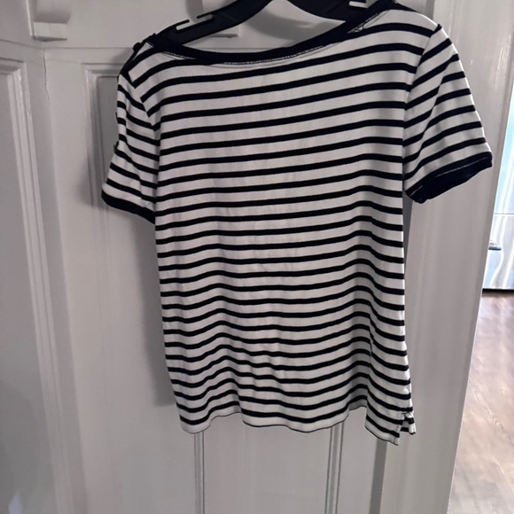 Lauren Ralph Lauren Women's Size XXL Black & White Striped Top Button Shoulders - Picture 3 of 7